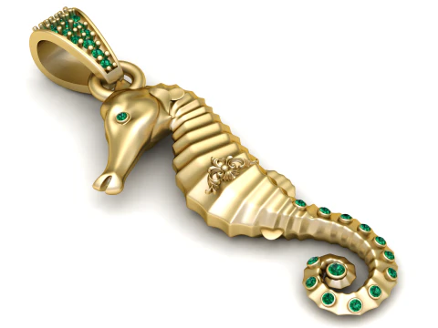 Seahorse gold pendant 3D Print Model