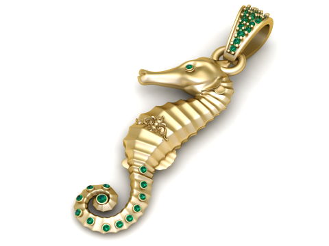 Seahorse gold pendant Model Cetak 3D