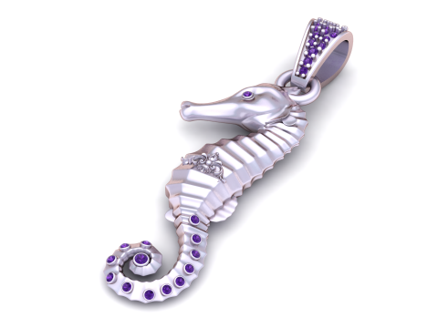 Seahorse gold pendant Model Cetak 3D