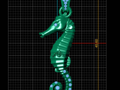 Seahorse gold pendant Model Cetak 3D