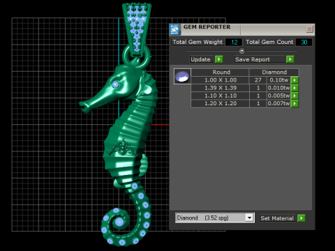 Seahorse gold pendant Model Cetak 3D