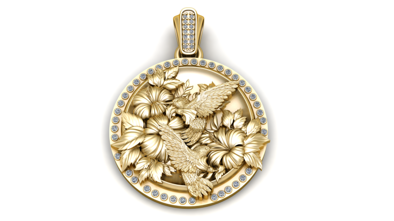 Geometrical gold pendant 3D 打印模型 .c4d .max .obj .3ds .fbx .stl .blend 