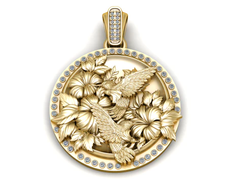 幾何学模様のゴールドペンダント 3Dプリントモデル