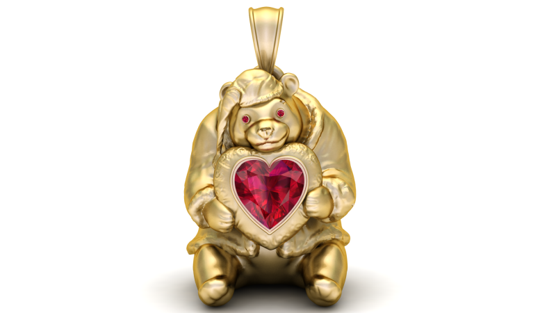 Bear gold pendant 3D Принт Модель .c4d .max .obj .3ds .fbx .stl .blend