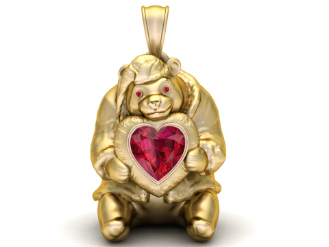 Золотий кулон Ведмідь 3D Принт Модель