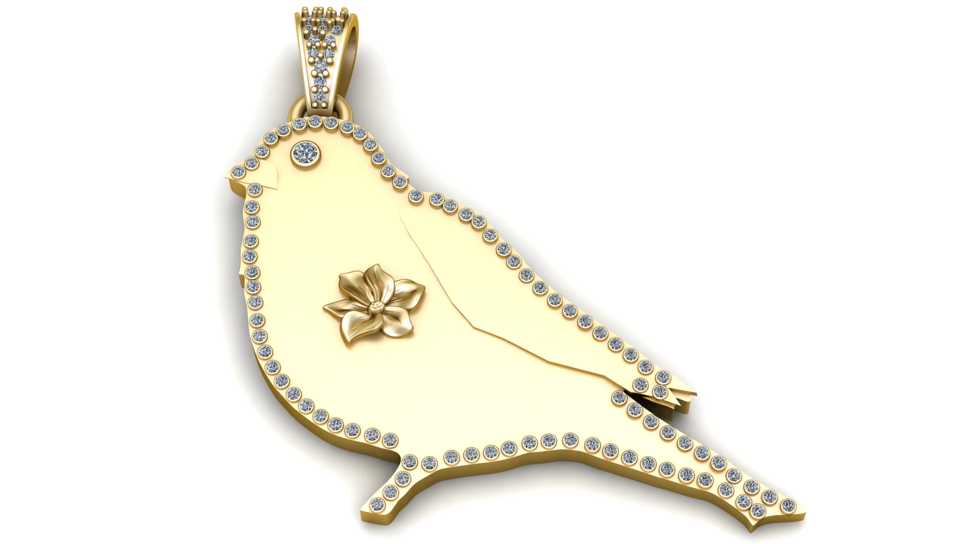 Birds gold pendant 3D Print Model .c4d .max .obj .3ds .fbx .stl .blend 