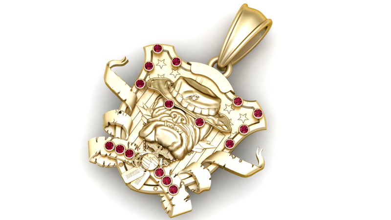 Bulldog Pendant 3D Druckmodell .c4d .max .obj .3ds .fbx .stl .blend