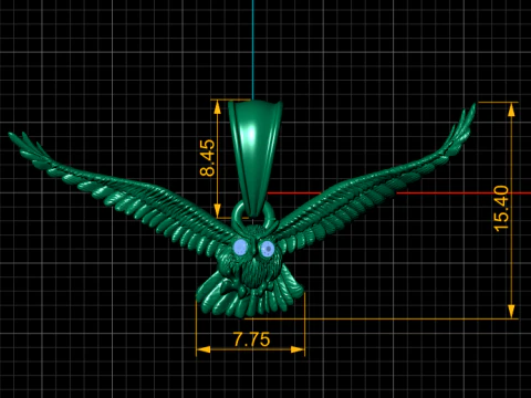 Owl Pendant 3D Print Model