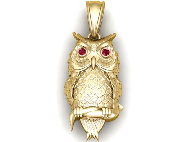 Owl Pendant 3D Print Model .c4d .max .obj .3ds .fbx .stl .blend 