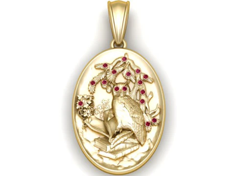 기하학적인 골드 펜던트 3D 프린트 모델