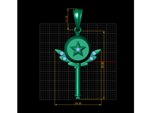 Gold key pendant Modello di stampa 3D