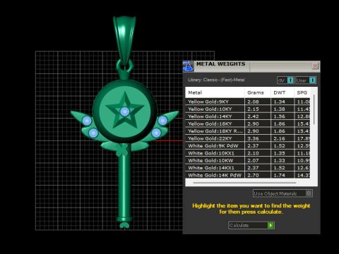 Gold key pendant Modello di stampa 3D