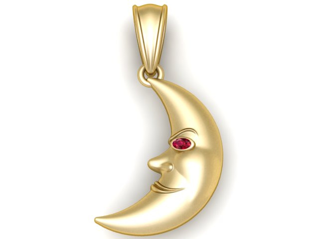 Moon gold pendant 3D 打印模型 .c4d .max .obj .3ds .fbx .stl .blend 
