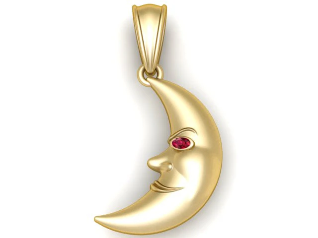 Moon gold pendant 3D Print Model .c4d .max .obj .3ds .fbx .stl .blend 