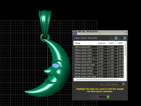 Moon gold pendant 3D 打印模型