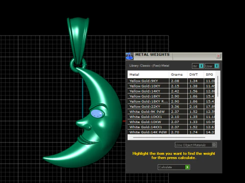 Moon gold pendant 3D Print Model