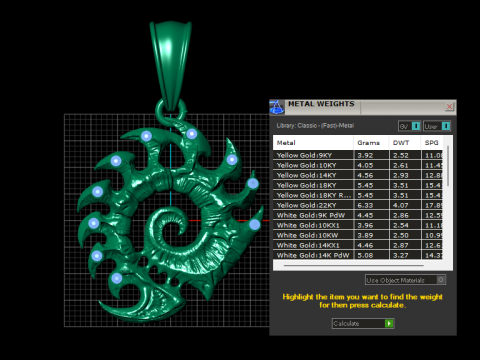 Spiral gold pendant 3D Print Model