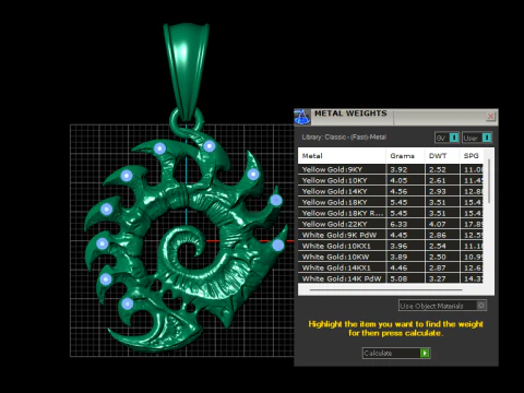 Spiral gold pendant 3D Print Model