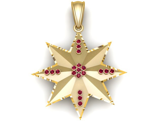 스타 골드 펜던트 3D 프린트 모델 .c4d .max .obj .3ds .fbx .stl .blend 