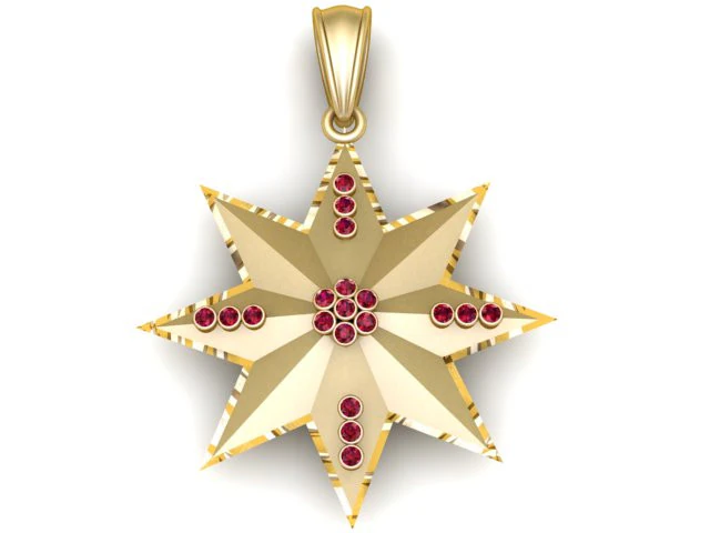 Star gold pendant 3D Print Model .c4d .max .obj .3ds .fbx .stl .blend