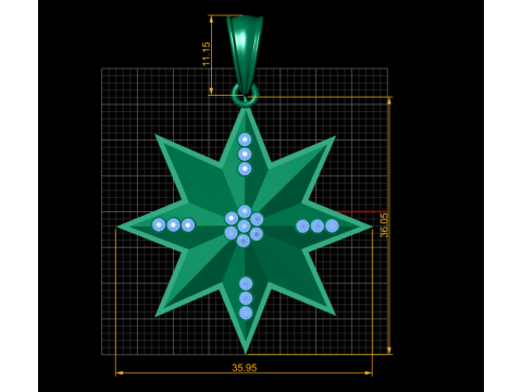 스타 골드 펜던트 3D 프린트 모델