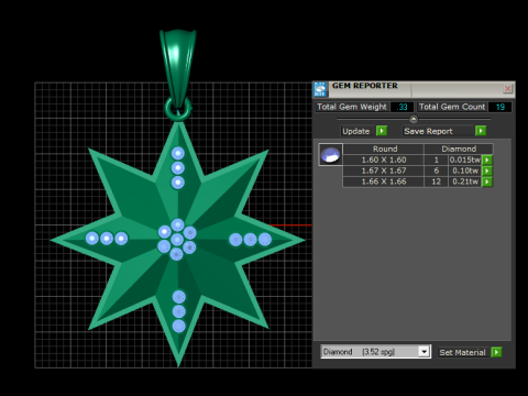 스타 골드 펜던트 3D 프린트 모델