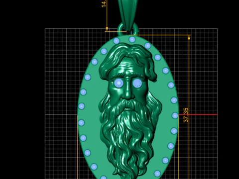 Gold face pendant 3D Print Model