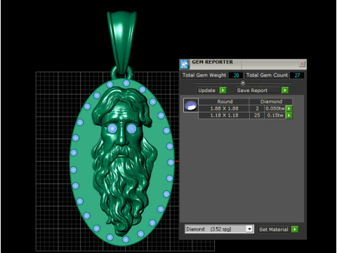 Gold face pendant 3D Print Model