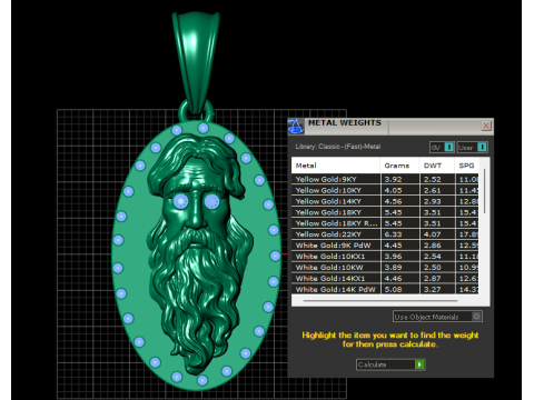 Gold face pendant 3D 打印模型