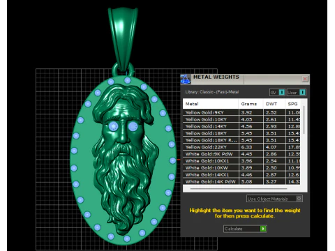 Gold face pendant 3D Print Model