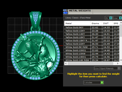 GOLD TREE PENDANT Modello di stampa 3D