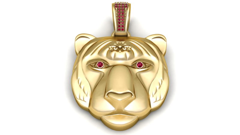 GOLD TIGER PENDANT 3D Print Model .c4d .max .obj .3ds .fbx .stl .blend 