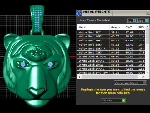 GOLD TIGER PENDANT 3D Print Model