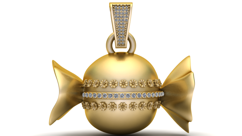 GOLDEN CANDY PENDANT 3D Baskı Modeli .c4d .max .obj .3ds .fbx .stl .blend