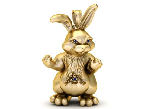 Gold Fighting Bunny Pendant 3D Druckmodell