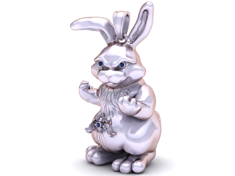 Gold Fighting Bunny Pendant 3D Druckmodell