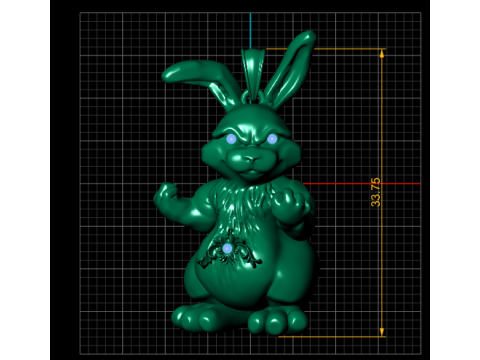 Gold Fighting Bunny Pendant 3D Druckmodell