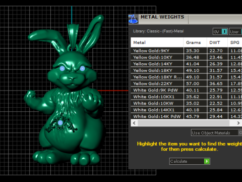 Gold Fighting Bunny Pendant 3D Druckmodell