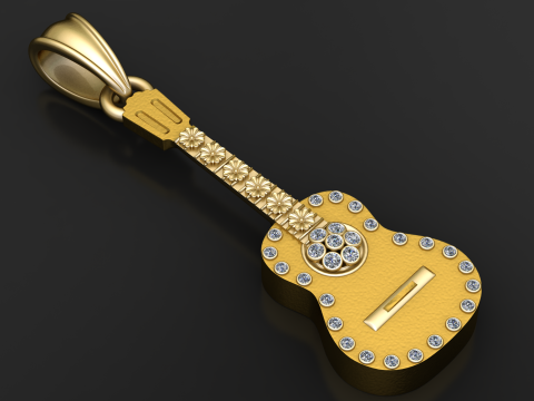 Golden Guitar Pendant 3D 프린트 모델