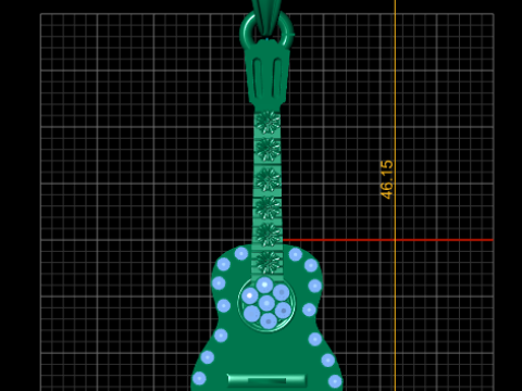Golden Guitar Pendant 3D Print Model