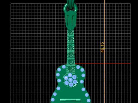 Golden Guitar Pendant 3D Print Model