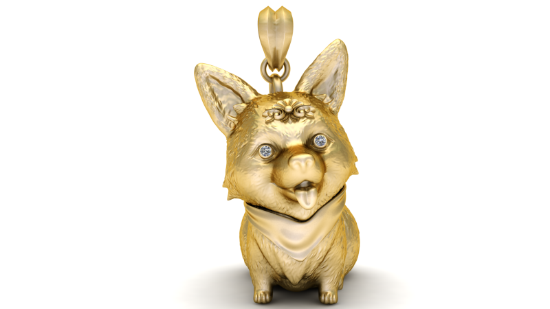 GOLDEN CUTE DOG BABY PENDANT 3D Print Model .c4d .max .obj .3ds .fbx .stl .blend