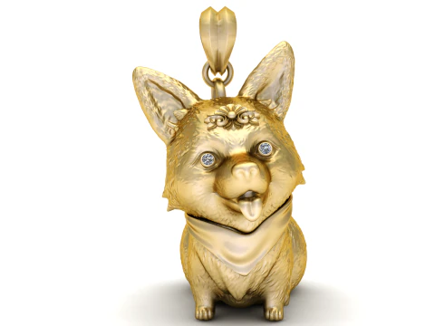 GOLDEN CUTE DOG BABY PENDANT 3D Print Model