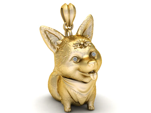 GOLDEN CUTE DOG BABY PENDANT 3D Print Model