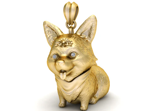 GOLDEN CUTE DOG BABY PENDANT 3D Print Model