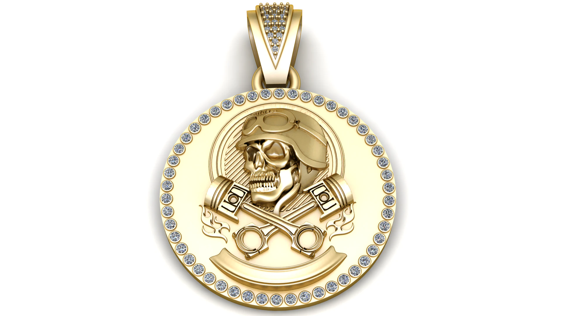 Gold skull pendant 3D Print Model .c4d .max .obj .3ds .fbx .stl .blend 