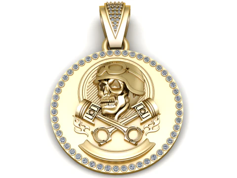 ゴールド スカル ペンダント 3Dプリントモデル