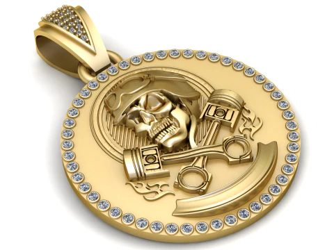 Gold skull pendant 3D Print Model