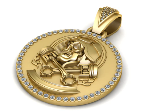 Gold skull pendant 3D Print Model