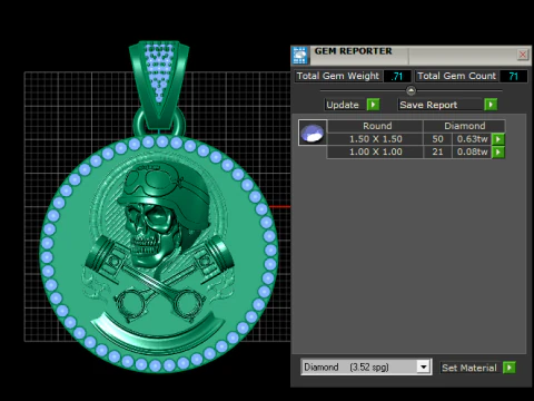 Gold skull pendant 3D Print Model